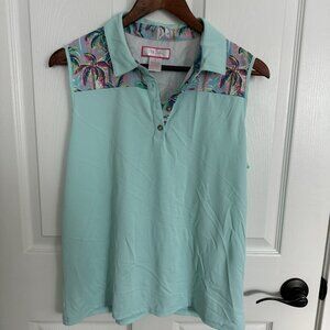 Stella Parker Floral Sleeveless Collared Shirt Size Large Women’s